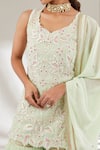 Ajiesh Oberoi_Green Georgette Embroidery Scoop Neck Khwaab Kurta Sharara Set _Online_at_Aza_Fashions