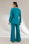 Shop_Ajiesh Oberoi_Green Beads, Embroidery Collared Embellished Jacket And Pant Set _at_Aza_Fashions