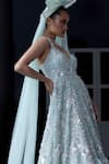 Aangan By Parul Sky Blue Organza Sequins, Embroidery V-neck Empress Essence Gown Online at Aza Fashions Aangan By Parul_Sky Blue Organza Sequins, Embroidery V-neck Empress Essence Gown _Online_at_Aza_Fashions