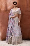 Buy_Aangan By Parul_Gray Organza Sequins, Zari, Embroidery V-neck Serene Whispers Lehenga Set _at_Aza_Fashions