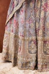 Buy_Aangan By Parul_Gray Organza Sequins, Zari, Embroidery V-neck Serene Whispers Lehenga Set 