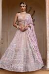 Buy_Aangan By Parul_Purple Organza Sequins, Embroidery, Beads Sweetheart Ethereal Dream Lehenga Set _at_Aza_Fashions