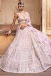 Aangan By Parul_Purple Organza Sequins, Embroidery, Beads Sweetheart Ethereal Dream Lehenga Set _at_Aza_Fashions