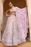 Shop_Aangan By Parul_Purple Organza Sequins, Embroidery, Beads Sweetheart Ethereal Dream Lehenga Set 