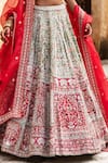 Shop_Aangan By Parul_Red Silk Sequins, Embroidery V-neck Radiant Vermilion Lehenga Set _Online_at_Aza_Fashions