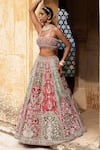 Buy_Aangan By Parul_Red Sequins, Beads, Embroidery Square Neck Eclipsed Ruby Lehenga Set _at_Aza_Fashions