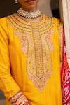 Buy_Aangan By Parul_Yellow Embroidery, Sequins Round Neck Haldi Bliss Sharara Set 