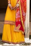 Shop_Aangan By Parul_Yellow Embroidery, Sequins Round Neck Haldi Bliss Sharara Set 