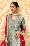 Buy_Aangan By Parul_Blue Silk Beads, Embroidery V-neck Cerulean Blush Regalia Sharara Set _Online_at_Aza_Fashions