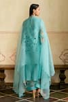 Shop_Chandrima_Aqua Silk Organza Cut Work Dupatta _at_Aza_Fashions