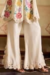 Buy_Chandrima_Ivory Chanderi Lace, Cut Work Round Neck Mosaic Vines Flared Kurta And Pant Set _Online_at_Aza_Fashions
