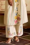 Buy_Chandrima_Ivory Chanderi Embroidery, Cut Work Round Neck Floral Kurta And Pant Set _Online_at_Aza_Fashions