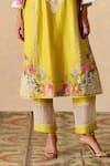 Buy_Chandrima_Yellow Chanderi Embroidery Round Neck Kurta And Sheer Panel Pants _Online_at_Aza_Fashions