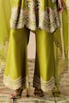 Buy_Chandrima_Olive Green Chanderi Embroidery V-neck Contrast Cordwork Kurta And Pant Set _Online_at_Aza_Fashions