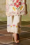 Chandrima_Ivory Chanderi Embroidery, Cut Work Round Neck Floral Threadwork Kurta Set _Online_at_Aza_Fashions