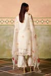 Shop_Chandrima_Ivory Silk Organza Embroidery Floral Print Dupatta _at_Aza_Fashions