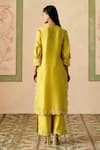 Shop_Chandrima_Yellow Chanderi Cut Work Round Neck Kurta And Pant Set _at_Aza_Fashions