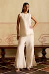 Shop_Chandrima_Ivory Chanderi Cut Work Round Neck Tunic _at_Aza_Fashions