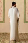Shop_Chandrima_Ivory Silk Organza Embroidery Round Neck Gold Kaftan _at_Aza_Fashions