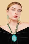 Shop_Dugran By Dugristyle_Green Beads Sabz Khwab Drop Earrings _at_Aza_Fashions