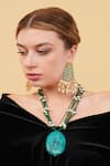 Dugran By Dugristyle_Green Beads Sabz Khwab Drop Earrings _Online_at_Aza_Fashions