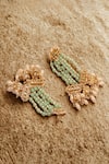 Buy_Dugran By Dugristyle_Green Beads Sabz Khwab Drop Earrings _at_Aza_Fashions