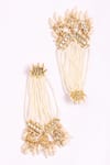 Dugran By Dugristyle_Gold Plated Faux Diamonds, Pearls Sunehri Khwab Drop Earrings _Online_at_Aza_Fashions