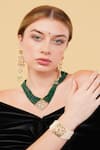 Buy_Dugran By Dugristyle_Green Gemstones, Pearls Hari Drop Earrings _Online_at_Aza_Fashions