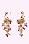 Shop_Dugran By Dugristyle_Multi Color Crystals, Stones Khoon Sa Rang Drop Earrings _Online_at_Aza_Fashions
