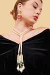 Shop_Dugran By Dugristyle_White Thandi Chamak Necklace _at_Aza_Fashions