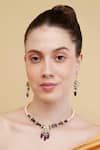 Shop_Dugran By Dugristyle_Blue Lehrata Neela Necklace _at_Aza_Fashions