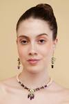 Buy_Dugran By Dugristyle_Blue Pearls, Stones Aasmaani Husn Necklace With Earring _Online_at_Aza_Fashions