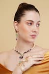 Dugran By Dugristyle_Blue Pearls, Stones Aasmaani Husn Necklace With Earring _Online