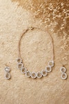 Shop_Dugran By Dugristyle_Gold Plated Stones Sona Sa Asar Necklace With Earring _at_Aza_Fashions