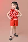 Buy_Toplove_Red Neoprene Fan Playsuit _at_Aza_Fashions