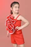 Toplove_Red Neoprene Fan Playsuit _Online_at_Aza_Fashions