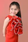 Buy_Toplove_Red Neoprene Fan Playsuit _Online_at_Aza_Fashions