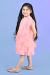 Toplove_Peach Net Pearls Butterfly Ruffles Dress _Online_at_Aza_Fashions