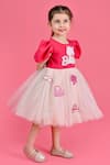 Toplove_Pink Neoprene, Net Embroidery Barbie Dress _Online_at_Aza_Fashions