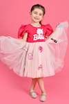 Buy_Toplove_Pink Neoprene, Net Embroidery Barbie Dress _at_Aza_Fashions