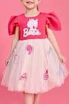 Buy_Toplove_Pink Neoprene, Net Embroidery Barbie Dress _Online_at_Aza_Fashions