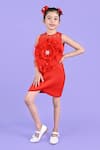 Buy_Toplove_Red Neoprene, Net Pearls 3d Tulip Dress _at_Aza_Fashions