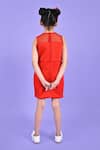 Shop_Toplove_Red Neoprene, Net Pearls 3d Tulip Dress _at_Aza_Fashions