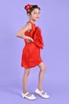 Buy_Toplove_Red Neoprene, Net Pearls 3d Tulip Dress _Online_at_Aza_Fashions