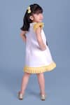 Shop_Toplove_Yellow Neoprene Embroidery, Pearls 3d Doll Dress _at_Aza_Fashions