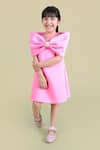Buy_Toplove_Pink Neoprene Pearls Around The Shoulder Bow Dress _at_Aza_Fashions