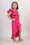 Shop_Toplove_Pink Neoprene Embroidery Black Heartily High Low Dress _Online_at_Aza_Fashions