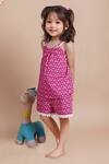 Buy_Petite Pomme_Pink Cotton Lace Kids Top And Shorts Set_at_Aza_Fashions