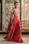 Diyarajvvir_Pink Crepe, Georgette, Chiffon Beads, Sequins, Multi Color Blouse And Sharara Set _Online_at_Aza_Fashions