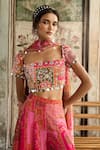 Buy_Diyarajvvir_Pink Crepe, Georgette, Chiffon Beads, Sequins, Multi Color Blouse And Sharara Set _Online_at_Aza_Fashions